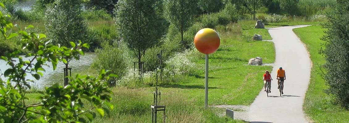 Sun model of the Danube Planet Trail at Vilshofen harbour